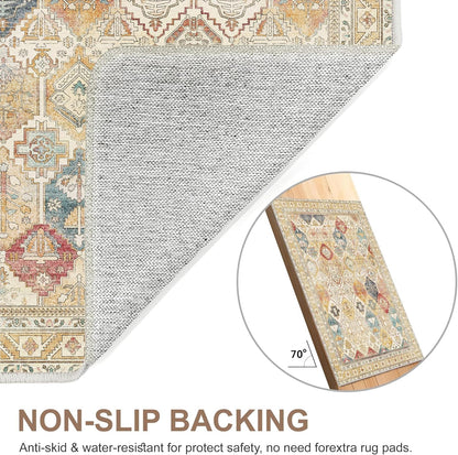 GENIMO Vintage Classic Print Light Color Washable Area Rug