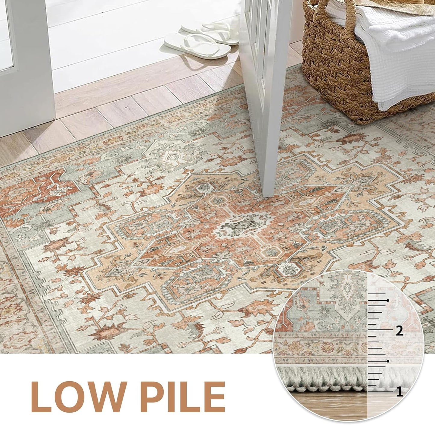 GENIMO Gorgeous Vintage Bohemian Print Machine Washable Runner Rug