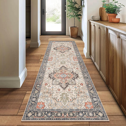 GENIMO Gorgeous Vintage Bohemian Print Machine Washable Runner Rug