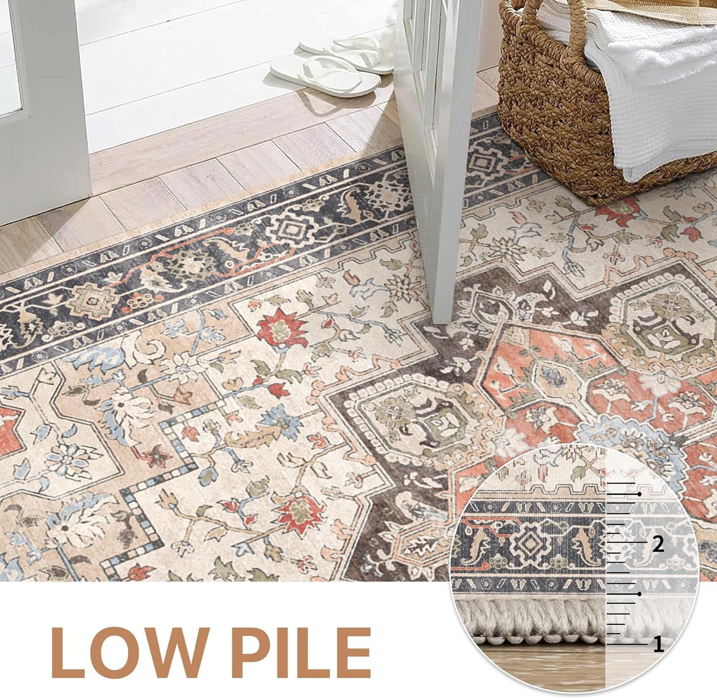 GENIMO Gorgeous Vintage Bohemian Print Machine Washable Runner Rug