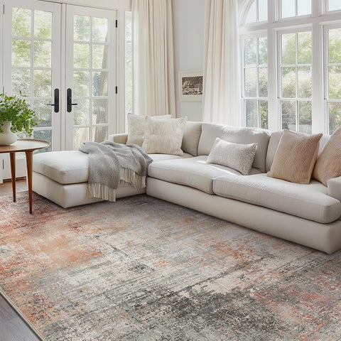 GENIMO Modern Abstract Textured Machine Washable Area Rug Red