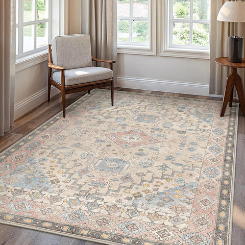 GENIMO Classic Medallion Area Rug Washable Low Pile Durable
