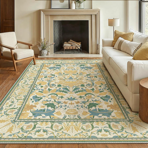 GENIMO Aesthetic Floral Pattern Print Area Rug