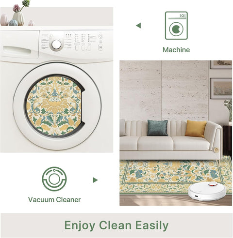 GENIMO Aesthetic Floral Pattern Print Area Rug