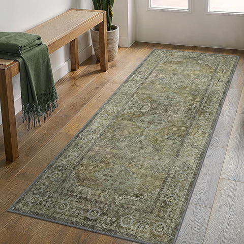 GENIMO Fantasy Geometric Floral Print Non-Slip Washable Runner Rug