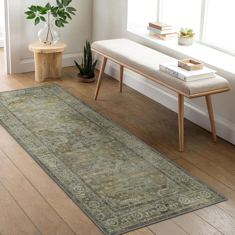 GENIMO Fantasy Geometric Floral Print Non-Slip Washable Runner Rug