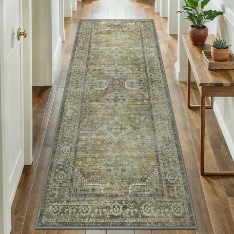 GENIMO Fantasy Geometric Floral Print Non-Slip Washable Runner Rug