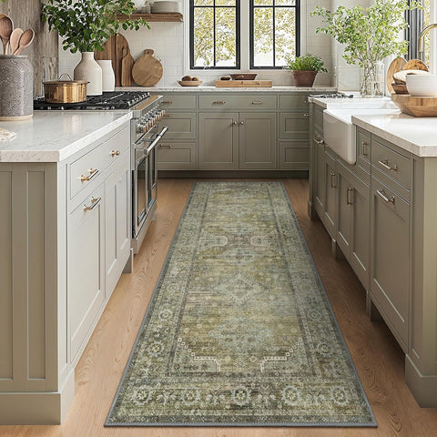 GENIMO Fantasy Geometric Floral Print Non-Slip Washable Runner Rug
