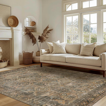 GENIMO Vintage Classic Print Dark Color Washable Area Rug