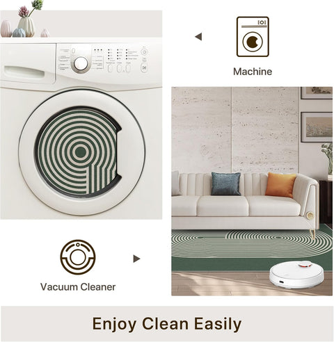 GENIMO Modern Minimalist Oval Line Printed Non-Slip Area Rug