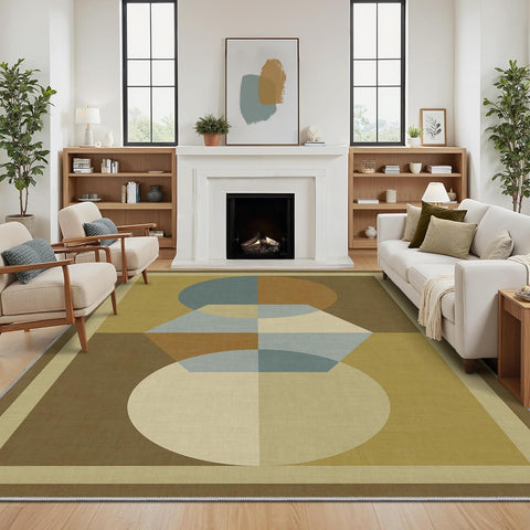 GENIMO Modern Geometric Aesthetic Patchwork Design Non-Slip Area Rug
