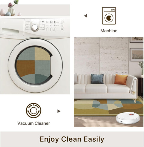 GENIMO Modern Geometric Aesthetic Patchwork Design Non-Slip Area Rug