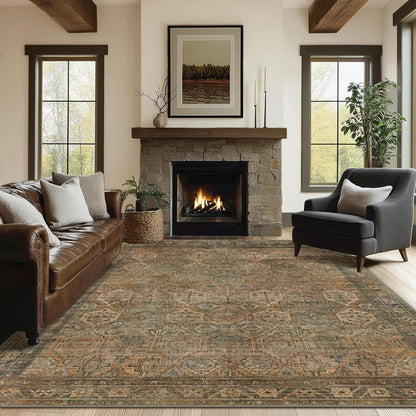 GENIMO Vintage Classic Print Dark Color Washable Area Rug