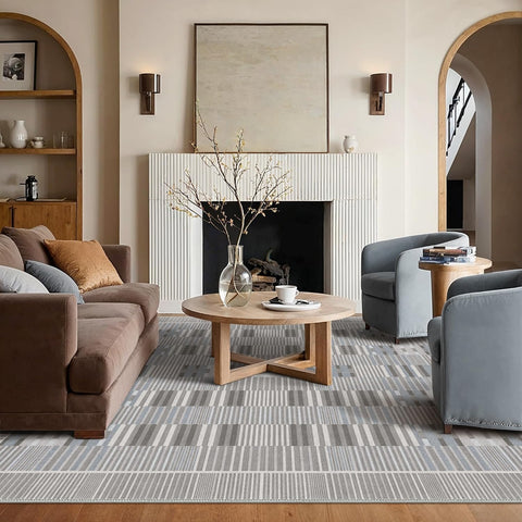 GENIMO Modern Minimalist Line Art Washable Non-Slip Area Rug