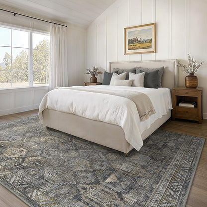 GENIMO Vintage Classic Print Washable Area Rug Gray