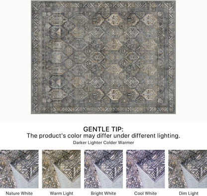 GENIMO Vintage Classic Print Washable Area Rug Gray