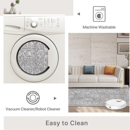 GENIMO Flourishing Floral Print Machine Washable Area Rug
