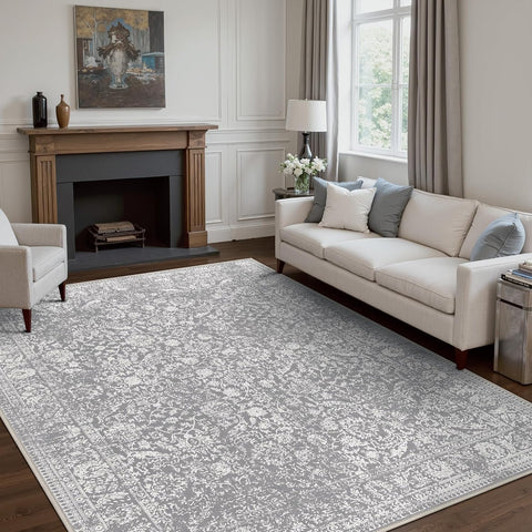 GENIMO Flourishing Floral Print Machine Washable Area Rug