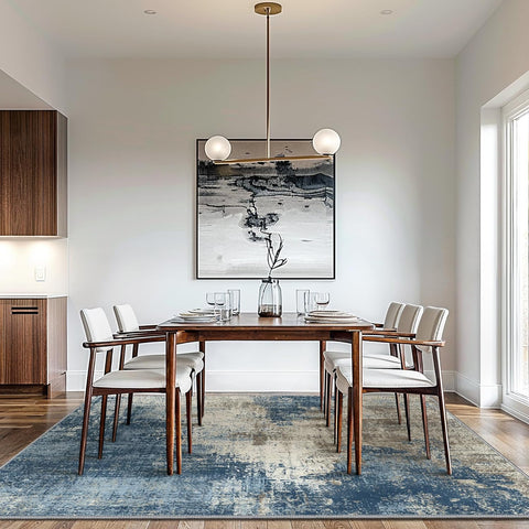 GENIMO Washable Area Rug Modern Blue Urban Mist