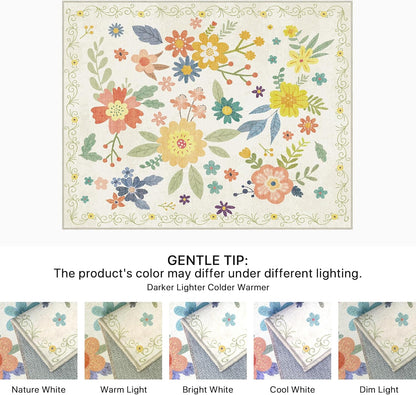GENIMO Large Floral Print Non-Slip Kids Pet Friendly Area Rug