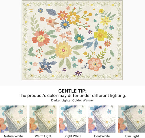GENIMO Large Floral Print Non-Slip Kids Pet Friendly Area Rug