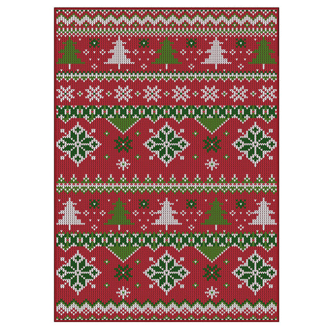 Noelle Christmas Washable Snowflake  Belgian Velvet Rug