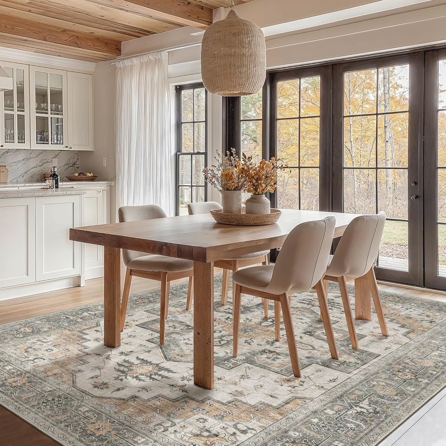 GENIMO Non Slip Indoor Soft Distressed Lightweight Thin Low Pile Area Rug