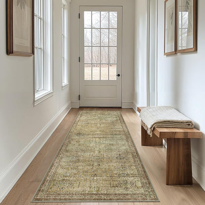 GENIMO Vintage Bohemian Print Non-Slip Runner Rug Brown
