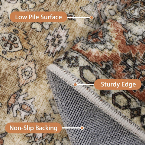 GENIMO Classic Medallion Area Rug Washable Low Pile Durable