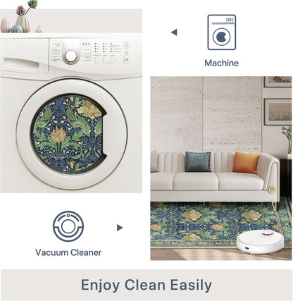 GENIMO Vintage Floral Machine Washable Area Rug