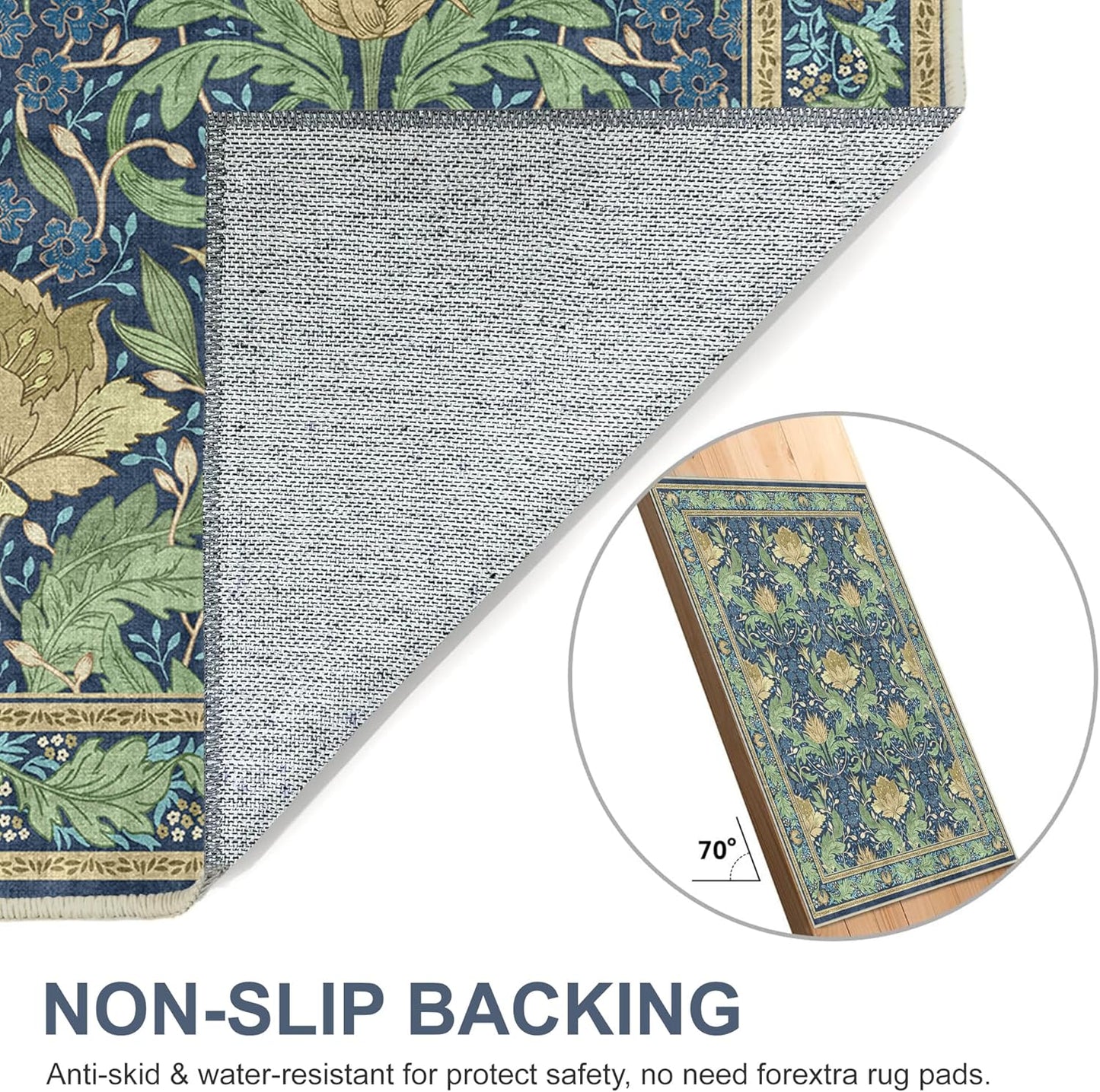 GENIMO Vintage Floral Machine Washable Area Rug