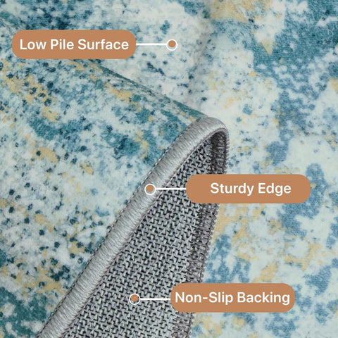 GENIMO Modern Healing Green Abstract Textured Washable Area Rug