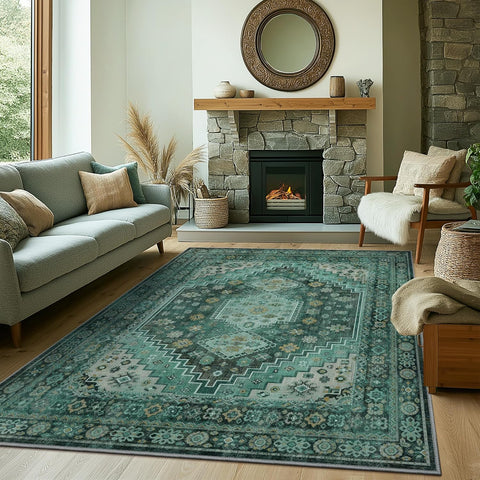 GENIMO Classic Gorgeous Floral Print Washable Area Rug