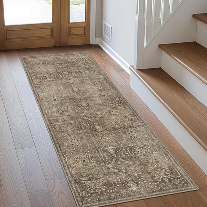 GENIMO Vintage Bohemian Print Non-Slip Runner Rug Brown