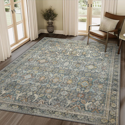 GENIMO Vintage Bohemian Symmetrical Print Cool Color Soft Area Rug