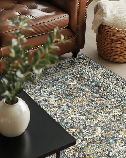 GENIMO Vintage Bohemian Symmetrical Print Cool Color Soft Area Rug