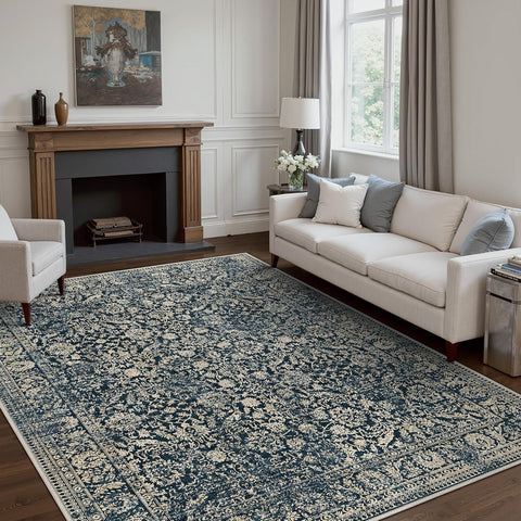 GENIMO Flourishing Floral Print Machine Washable Area Rug