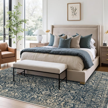 GENIMO Flourishing Floral Print Machine Washable Area Rug
