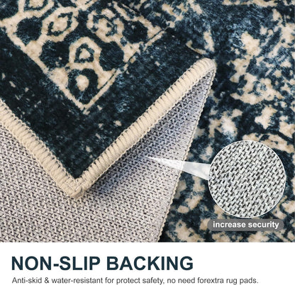 GENIMO Flourishing Floral Print Machine Washable Area Rug