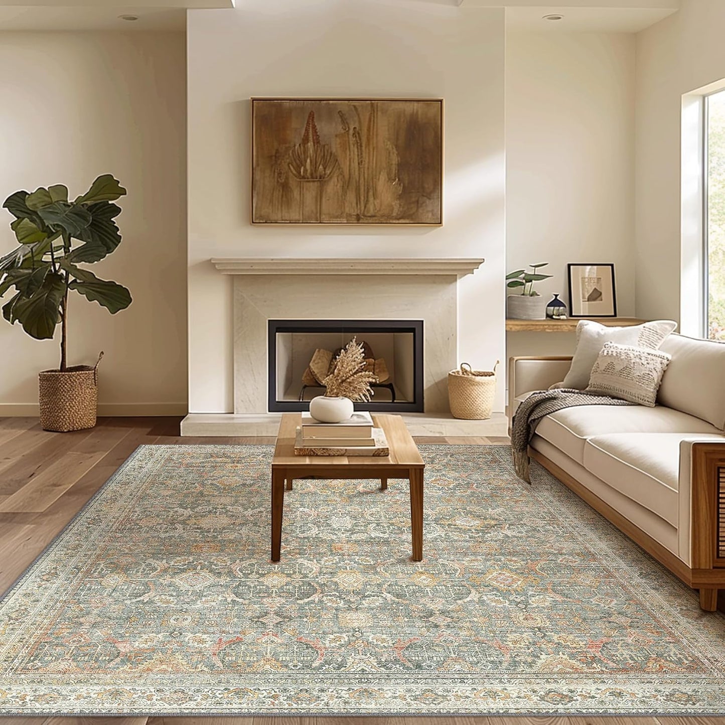GENIMO Vintage Bohemian Symmetrical Print Warm Color Soft Area Rug