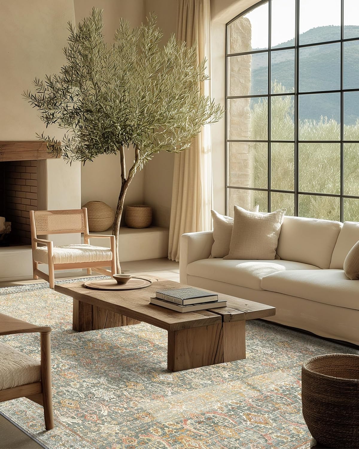 GENIMO Vintage Bohemian Symmetrical Print Warm Color Soft Area Rug