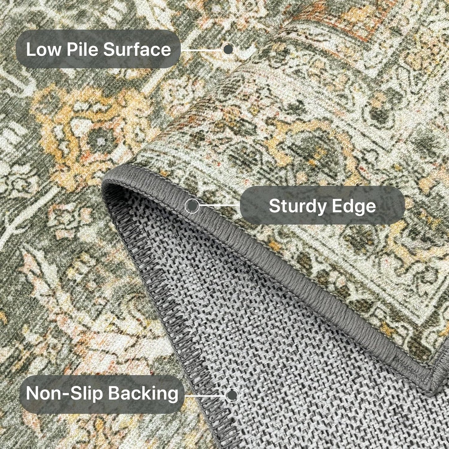 GENIMO Vintage Bohemian Symmetrical Print Warm Color Soft Area Rug