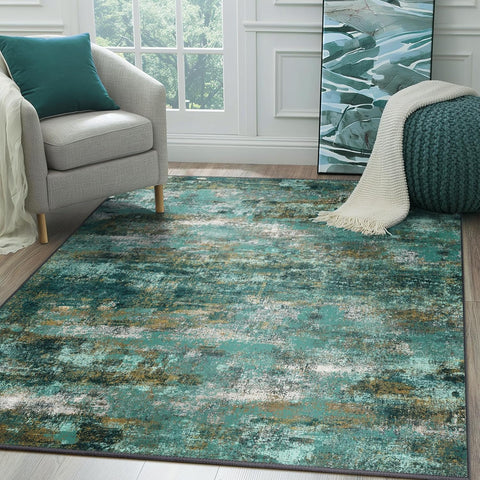 GENIMO Modern Abstract Print Soft Area Rugs Green