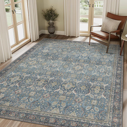 GENIMO Vintage Bohemian Symmetrical Print Cool Color Soft Area Rug