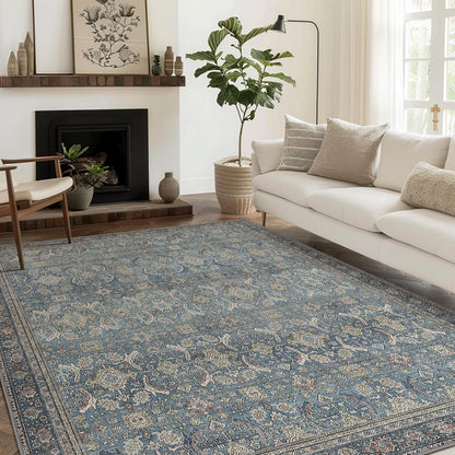 GENIMO Vintage Bohemian Symmetrical Print Cool Color Soft Area Rug