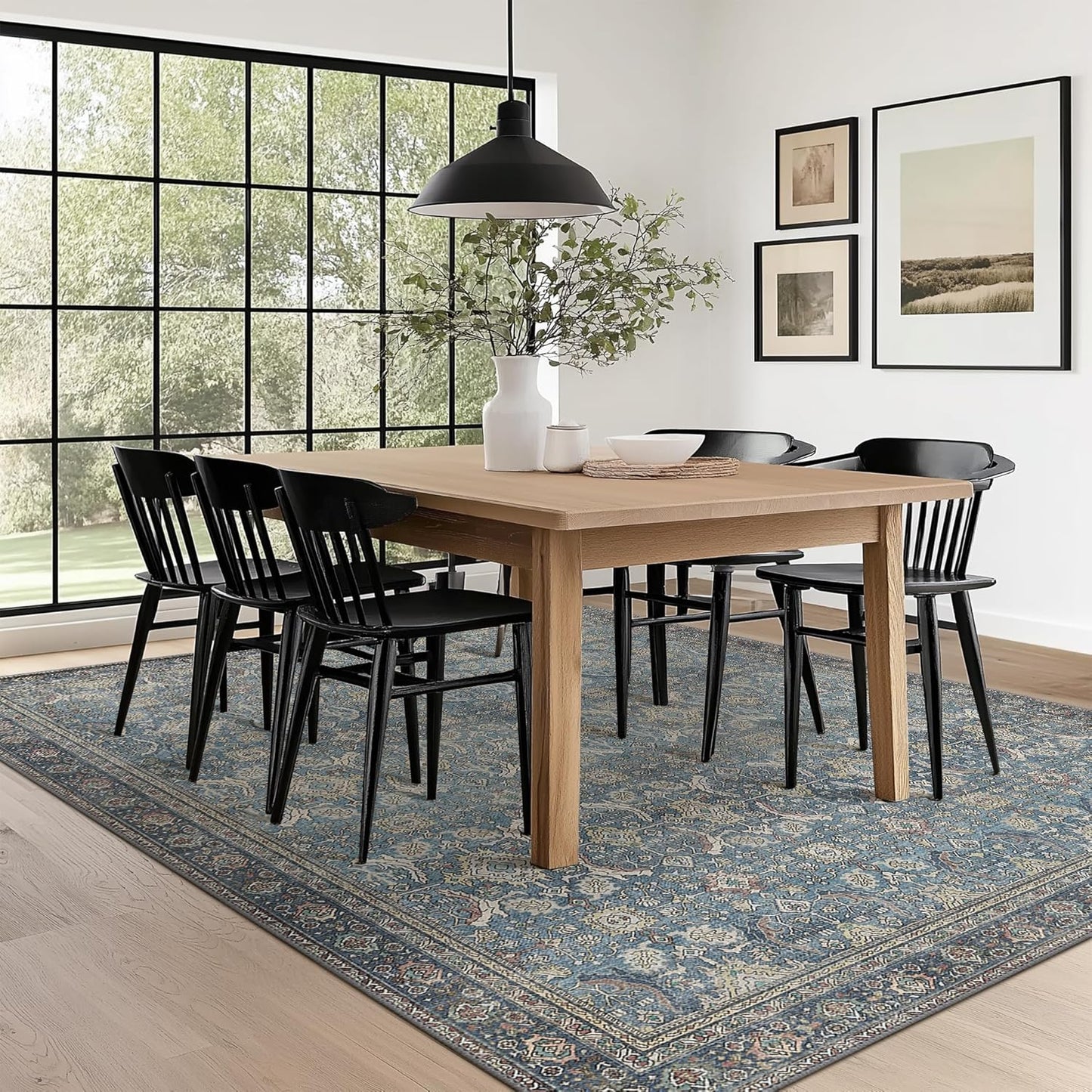 GENIMO Vintage Bohemian Symmetrical Print Cool Color Soft Area Rug