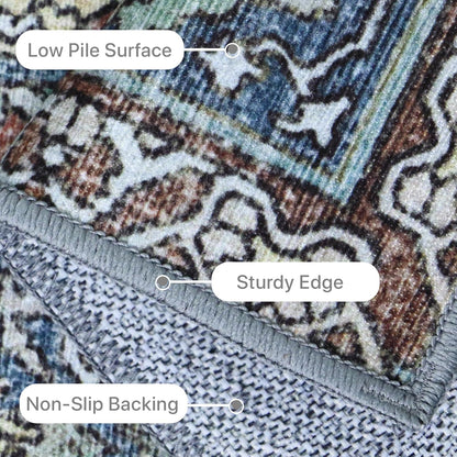 GENIMO Vintage Bohemian Symmetrical Print Cool Color Soft Area Rug