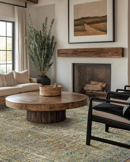 GENIMO Vintage Bohemian Symmetrical Print Cool Color Soft Area Rug