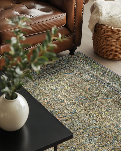 GENIMO Vintage Bohemian Symmetrical Print Cool Color Soft Area Rug