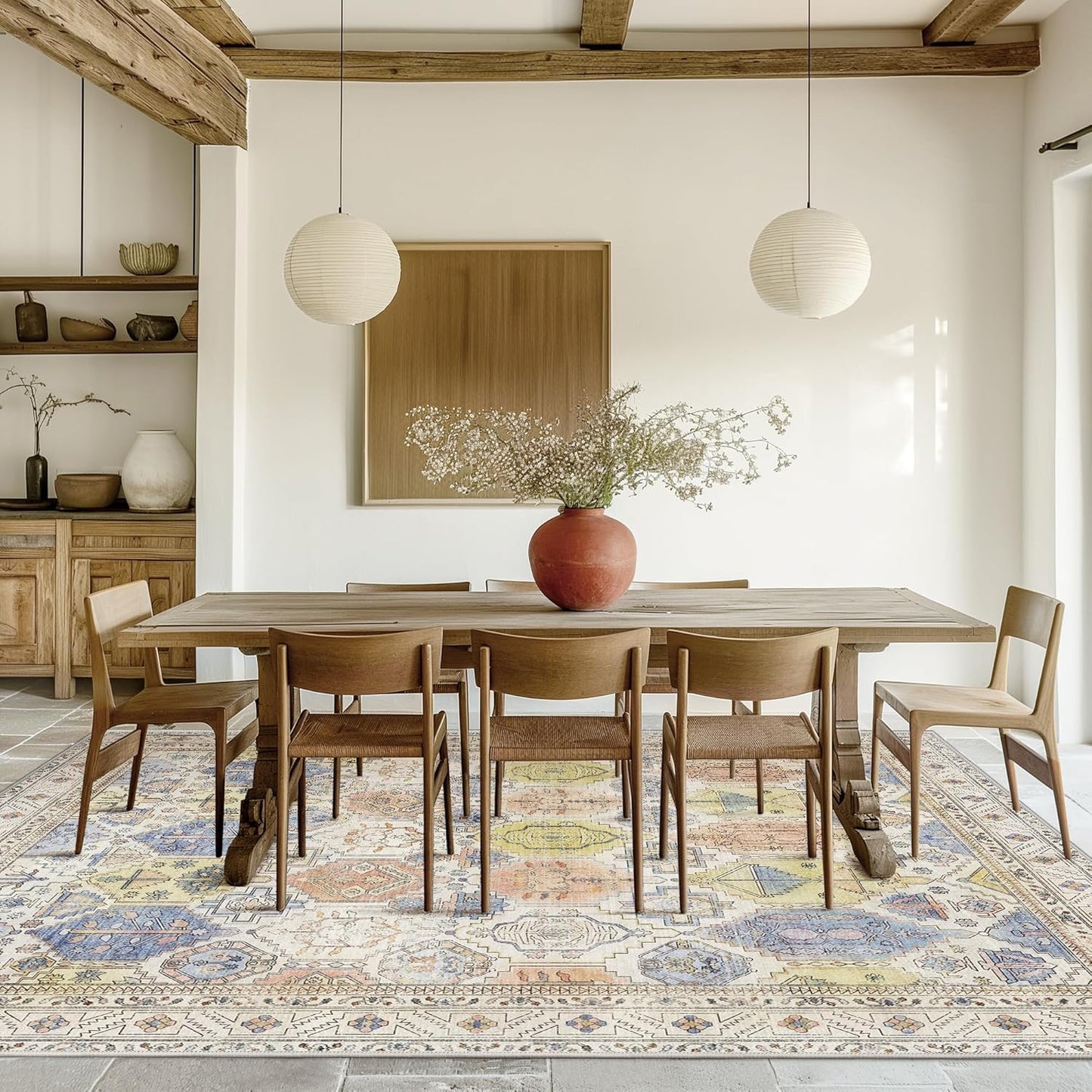 GENIMO Vintage Classic Print Light Color Washable Area Rug